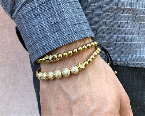 Luxury 18k Gold Filled Bracelet Set For Men Gold Zircon Bracelet