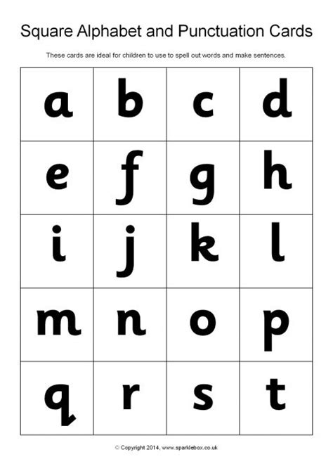 Square Alphabet And Punctuation Cards Sb10449 Sparklebox