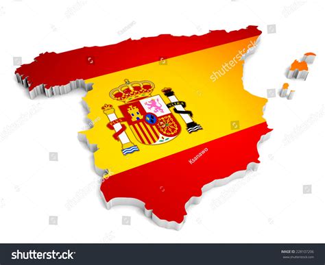 3d Map Of Spain On A Simple Background With High Resolution Stock Photo