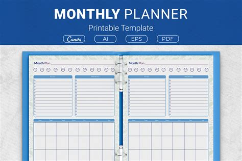 Monthly Planner Template Graphic By Jundi · Creative Fabrica