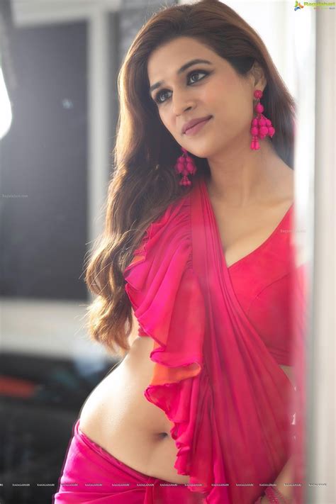 Saree Seduction Shraddha Das In Pink Saree Backless Blouse