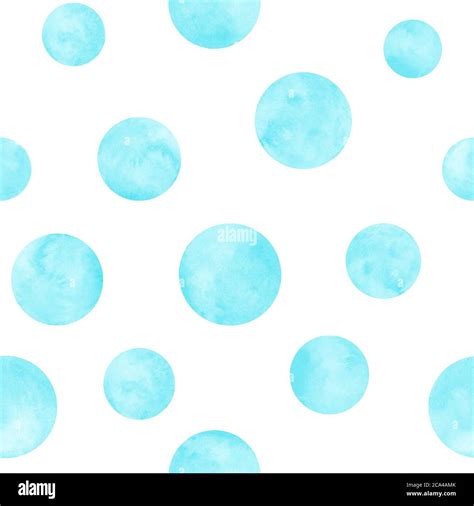 Polka Dot Blue Teal Turquoise Watercolor Seamless Pattern Abstract