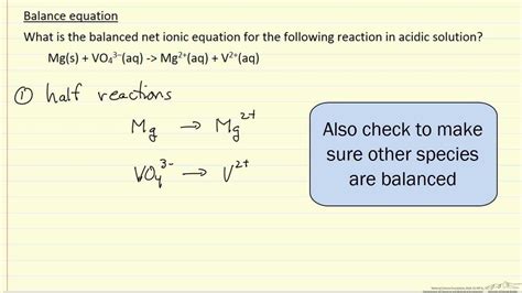 Balance Redox Reaction Acidic Solution Example Youtube