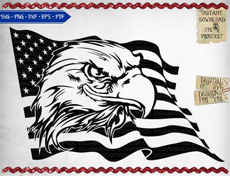 Patriotic Eagle Svg Usa Eagle Svg American Symbol Instant Download