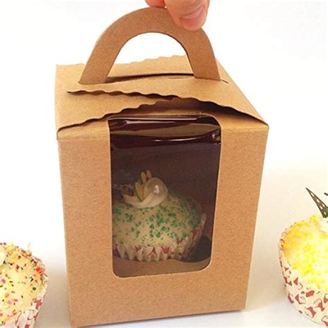 Single Cupcake Boxes Wholesale Clear Bakery Pastry Brown Kraft Paper