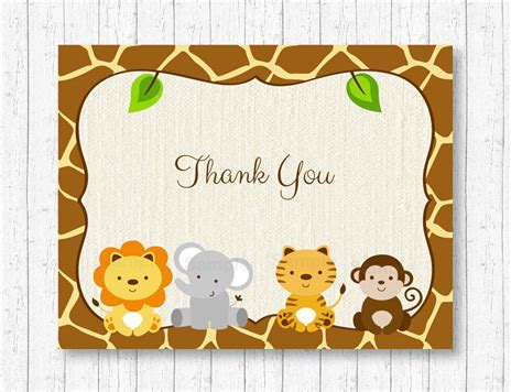 Just do a quick search on google or pinterest and you'll place a diaper raffle card in each baby shower invitation. Cute Jungle Safari Animals Gender Neutral Thank You Card ...