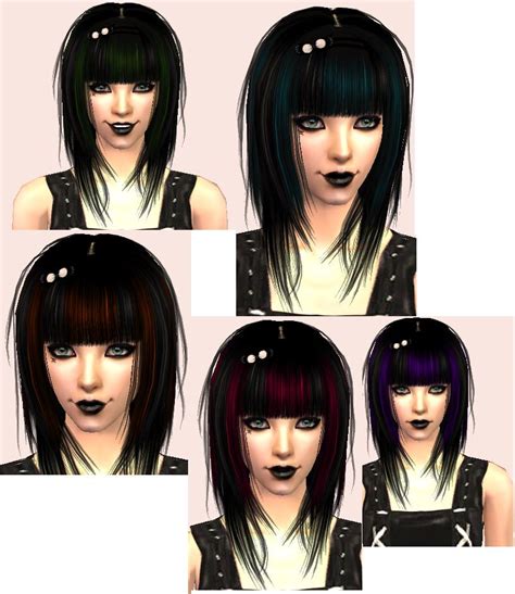 Mod The Sims 5 Xm Sims 87a Recolour Punky Streaked Bright Colours