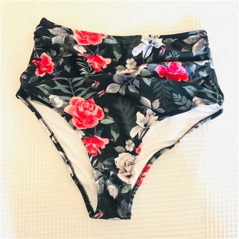 Cupshe Swim Cupshe Red Floral Bikini Bottom Poshmark