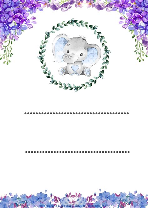 These colorful prints with curving fonts are perfect for a spring or summertime shower to welcome your new bundle of joy. (FREE Printable) - Cute Baby Elephant Baby Shower Invitation Templates | FREE Printable Baby ...