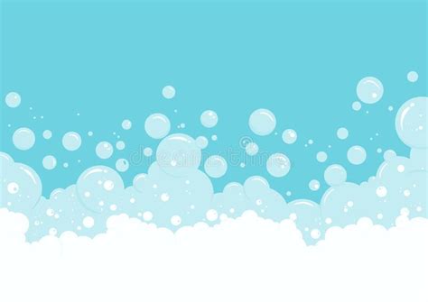 Bath Bubbles Soap And Foam Vector Background Transparent Suds On Blue