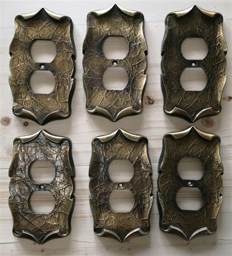 These rustic switch plates can add a rustic cabin look to your home, office or lodge. Lot of 6 Vintage Amerock Antique Brass Metal Outlet Plates ...