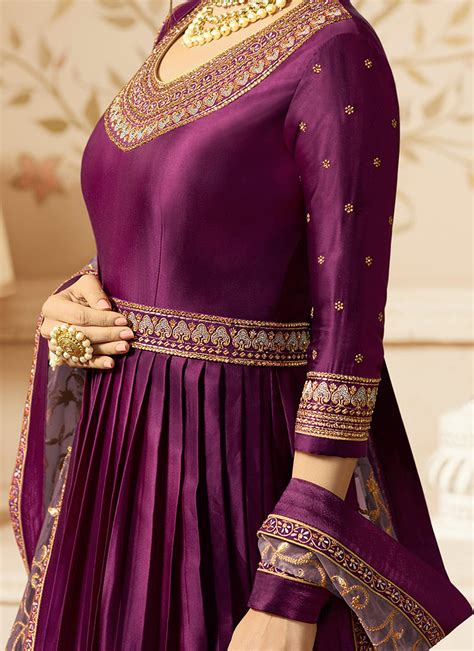 Buy Drashti Dhami Purple Abaya Style Anarkali Suit Embroidered Anarkali Suit Online Shopping