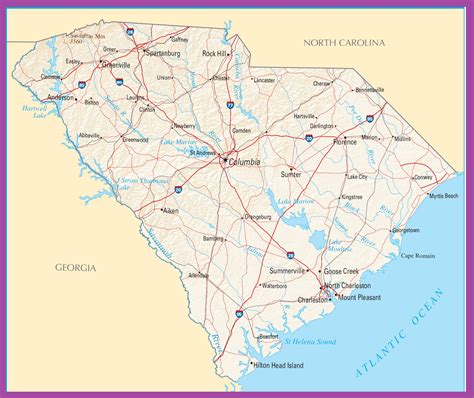 South Carolina Map Us South Carolina State Map Whatsanswer