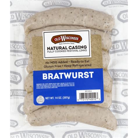 Old Wisconsin Natural Casing Fully Cooked Festival Bratwurst Links 14
