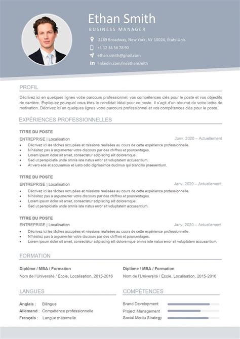 Modèles De Cv Professionnel 2023 Prêt à Remplir Word And Mac