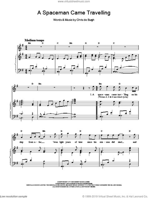 Burgh A Spaceman Came Travelling Sheet Music For Voice Piano Or Guitar