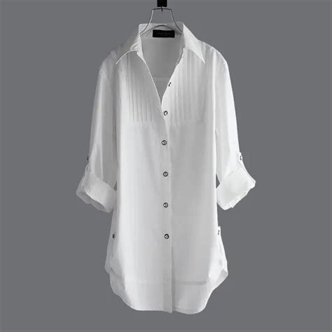 Spring White Cotton Shirts Blouse For Women Cotton Casual Shirt