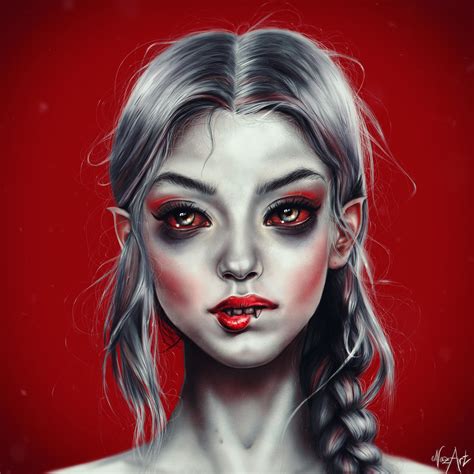 Фото Портрет девушки вампира с красными глазами by nazar noschenko