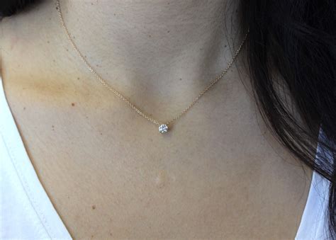 Floating Diamond Necklace In 14k Gold Gili Mor Handmade In Houston