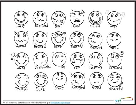 Feeling Faces Printable Coloring Sheet Feelings Chart Emotion Faces