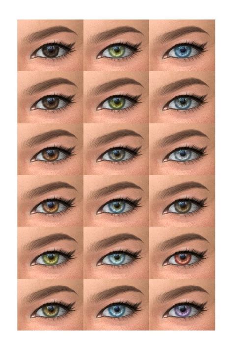 Many Different Colored Eyes With Long Lashes