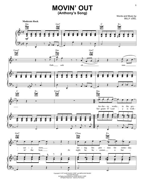 Movin Out Anthonys Song Sheet Music By Billy Joel Piano Vocal