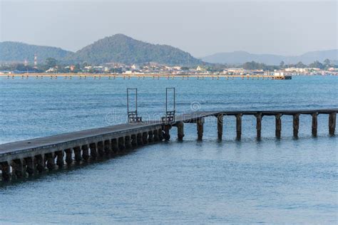 Wooden Bridge To Sea At Rayongthailand Stock Image Image Of Morning
