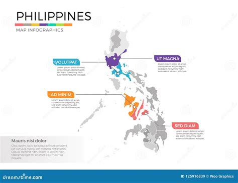 Philippines Map Infographics Vector Template With Regions And Pointer