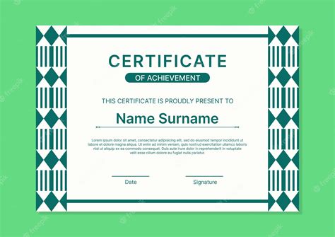 Premium Vector Modern Green Certificate Template With Flat Design