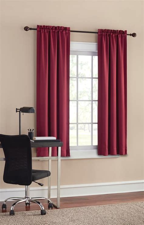 Mainstays Solid Color Room Darkening Rod Pocket Curtain Panel Pair Set