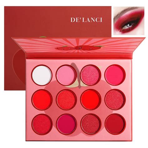 Delanci Red Eyeshadow Palette12 Color Matte Shimmer High Pigmented