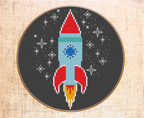 Set Space Nursery Cross Stitch Pattern Rocket Cross Stitch Etsy