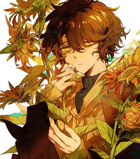 Boy Sunflowers Flowers Anime Art Hd Phone Wallpaper Peakpx