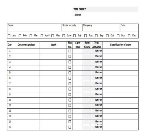 27 Ms Word Timesheet Templates Free Download Free And Premium Templates