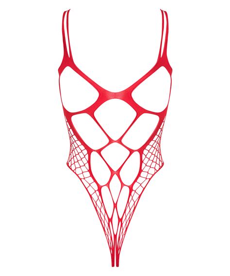 Obsessive Red Net Crotchless Bodysuit Sexystyle Eu