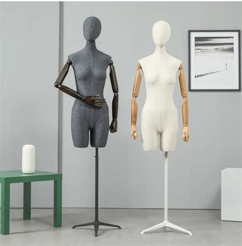 Female Flexible Dressmaking Mannequin Fabric Upper Body Model With Base