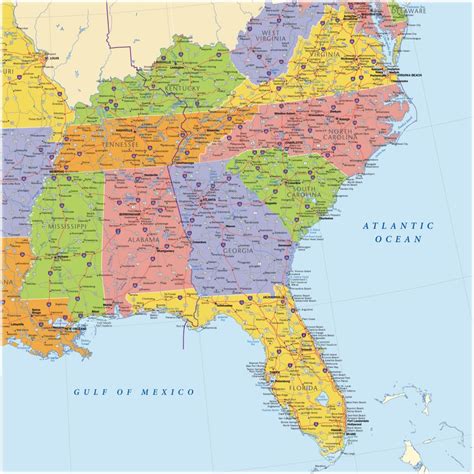 Printable Map Of Se United States Printable Us Maps