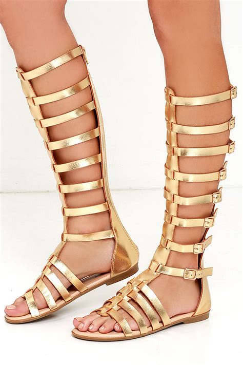 Cute Gold Sandals Flat Sandals Gladiator Sandals 3200
