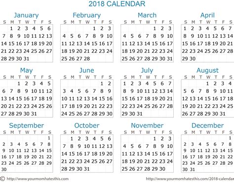 2018 Calendar Download Quality Calendars