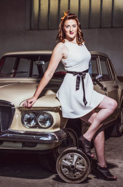 Pinup Girl Driving Classic Car Stock Photos Pictures And Royalty Free