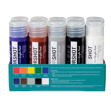 Premium Acrylic Paint Rainbow Satin 10 Pack Colorshot Premium Spray Paint