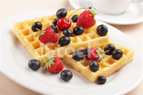 Waffles With Fruits Stock Photos
