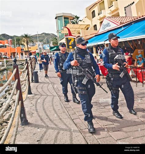 Mexican Police At Cabo San Lucas Baja California Mexico Stock Photo