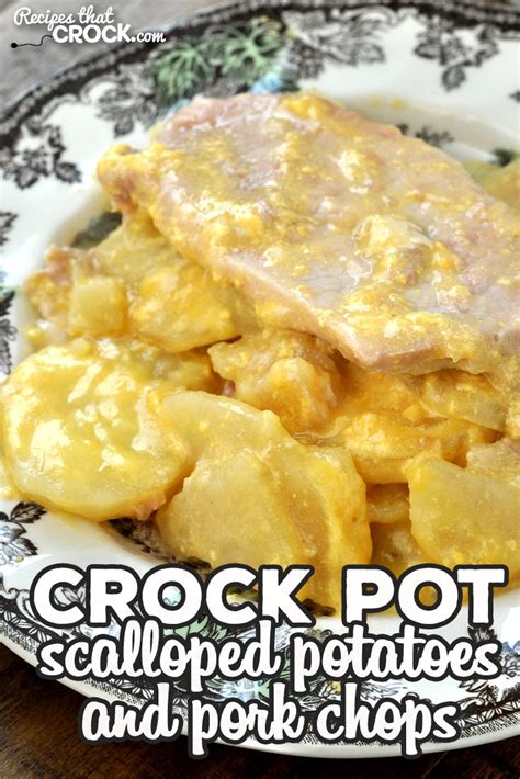 In a skillet, brown pork chops in oil; Crock Pot Scalloped Potatoes and Pork Chops - Recipes That ...