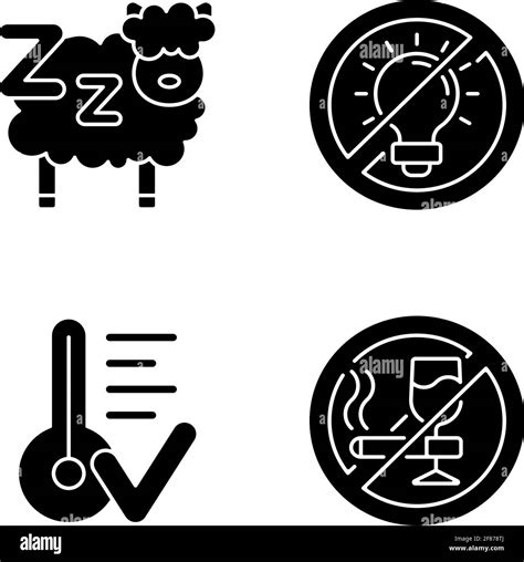 Sleep Hygiene Black Glyph Icons Set On White Space Stock Vector Image