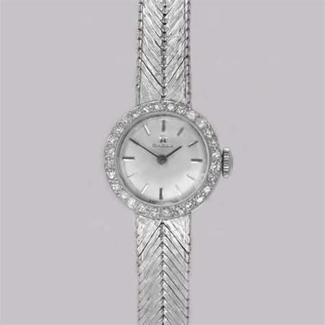 Omega Diamond Bracelet Watch 18ct White Gold Ladies Vintage 1960s