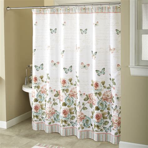 Rose Garden White Shower Curtain Farmhouse Floral Accent Walmart