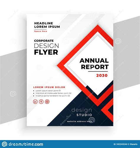 Modern Annual Report Template With Abstract Red Shapes Cartoon Vector