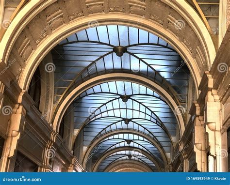 Ceiling Of A Gallery Inside Windows And Art Decor Design Stock Image