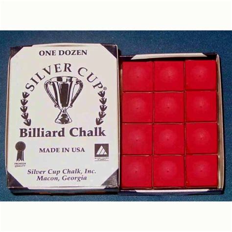 Red Silver Cup Billiard Cue Chalk Box Of 12